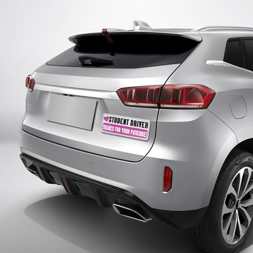 Image of 3PCS Magnetic Student Driver Sticker, Student Driver Sticker Magnet for Car, Thanks for Your Patience, Safety Warning Reflective Bumper Stickers, Pink Car Accessories for Women Drivers
