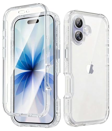 Lifedance Full-Body Rugged Case for iPhone 17 with Built-in Screen Protector, 10FT Military Drop Tested & Shockproof, Clear Protective Phone Case Cover, Clear