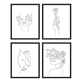 Insire Minimalist Wall Art, Bedroom Wall Art, Line Art Wall Decor, Feminine Wall Art, Silhouette Wal