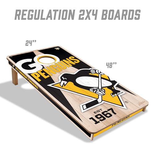 YouTheFan NHL Pittsburgh Penguins 2’ x 4’ Professional Wood Cornhole Game with Logo Bags - Image 5