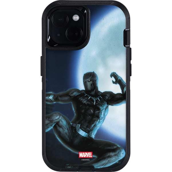 Skinit Decal Phone Skin Compatible with OtterBox Defender iPhone 14 - Officially Licensed Marvel Black Panther Jumping Through Air Design