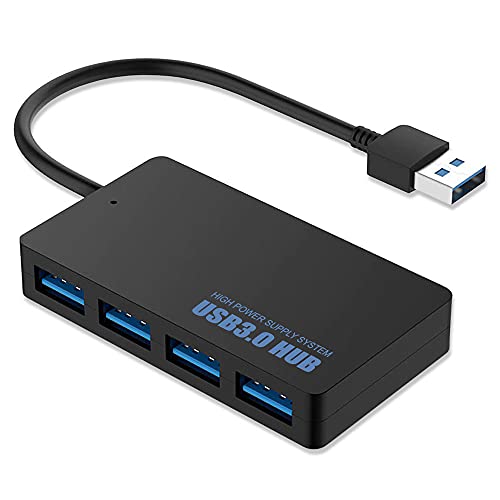 OcioDual HUB USB 3.0 de 4 portas, preto, alta velocidade, com tomada de corrente extra opcional super Speed SS para computador portátil