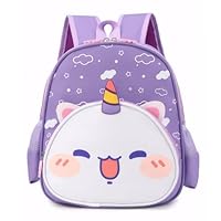 Pagezol Kids Backpack, Child School Bag, Cute Cartoon Toddler Backpack, Toddler Boys Girls Kids Cat Puppy Dinosaur Backpack, Kindergarten Schoolbag Daypack for Boy Girl 2-7 Year Old (Purple)