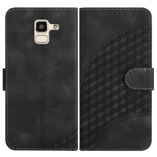 JayModHülle Handyhülle für Samsung Galaxy J6 2018, mit [Kartenfach] [Standfunktion] [Magnetic] PU Leder Etui Folio Klapphülle Kompatibel mit Galaxy J6 2018 - Schwarz