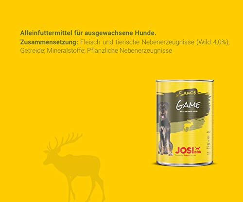 JosiDog Game in Sauce (12 x 415 g) | Nassfutter in Sauce mit Wild| für ausgewachsene Hunde | Hundefutter | powered by JOSERA