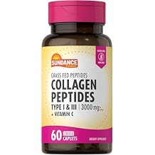 Sundance Collagen Peptides Pills | 3000mg | Type I & II with Vitamin C | 60 Count | Non-GMO & Gluten Free Supplement