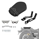 AUFER Motorcycle Rear Pillion Passenger Seat Cushion Pad with Foot Peg Mounts Compatible With For Yamaha Bolt XV950 XVS950 R-Spec 2014-2023 1TP-F47E0-T0-00