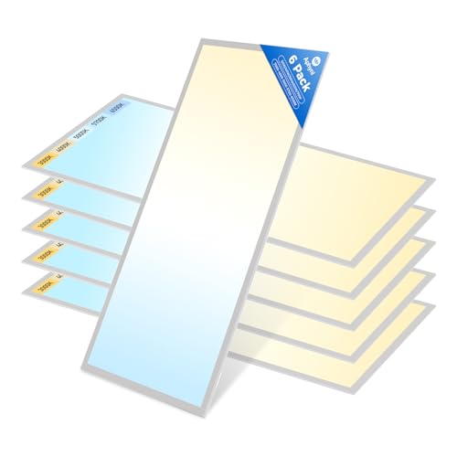 Aphyni 6PACK 2x4 LED Flat Panel Light, 7700 Lumens, 0-10V Dimmable, 30W/40W/50W/60W/70W Power Selectable, 3000K-6500K CCT Adjustable, 120-277V Drop Ceiling Light for Office, School, Commercial Use