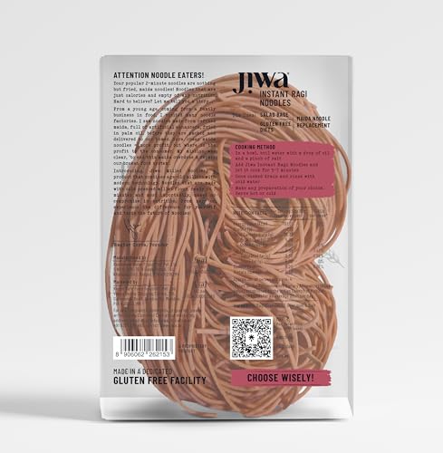 Image of Jiwa Instant Ragi Noodles | Cooks In 7 minutes | Ready To Cook | 100% Millet | No Maida, No Atta | Not Fried | Gluten Free | 200 G (Pack of 2)
