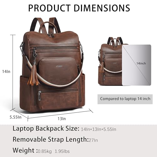 Image of Shrrie Vegan Leather Laptop Backpack for Women 15.6 inch Work Backpack Fashion Travel Backpack Purse for Business College