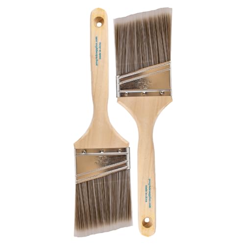 Pro Grade Paint Brushes 3 Inch Angled Paint Brush Trim & Stain 2 Pack