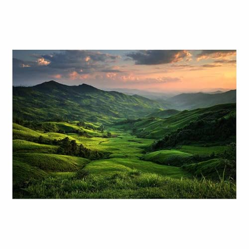 Lienzo de montañas verdes de 40x60 cm que aporta relax al dormitorio