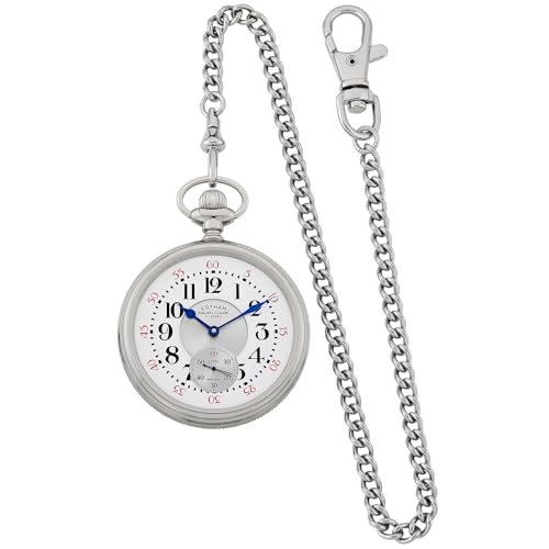 Image of Gotham Men's Stainless Steel Mechanical Hand Wind Railway Classic Nostalgia Series Pocket Watch # GWC14117S