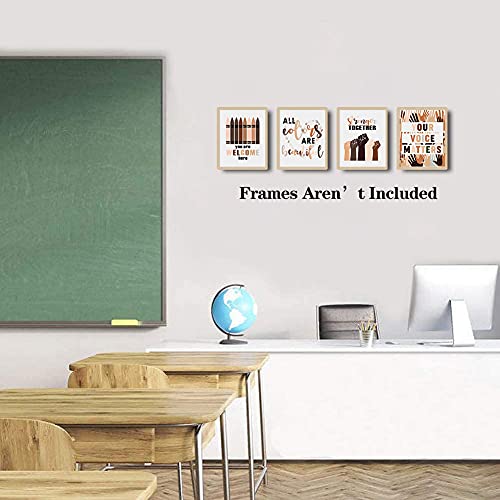 Image of TANXM Growth Mindset Posters - Classroom Motivational Poster -Positive Classroom Decor - Diversity Posters, Equality Sign for Home. for Classroom,Nursery Decor,Set of 4 (8 inchX 10 inch, No Frame