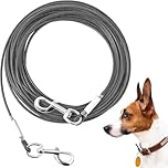 Mi Metty Dog Tie Out Cable, Chew Proof Dogs Runner Cable, Heavy Duty Dog Tether, Training Pet Leash for Large Dogs Up to 125lbs,Lead for Yard Outdoor and Camping (Transparent Black, 10ft(3M))