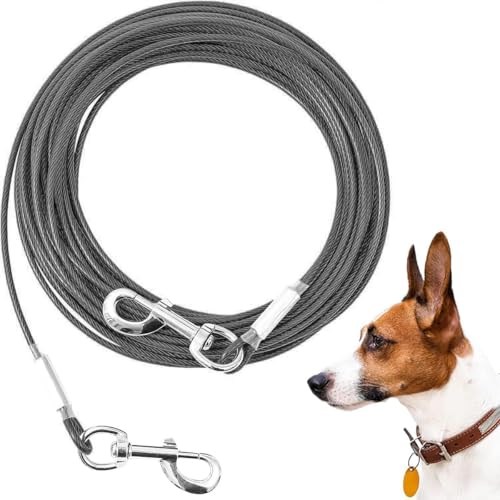 Mi Metty Tie-Out Leinen für Hunde,3/6/9/15m Kausichere Hundeleinen,Tie Out Cables Hofleine Für mittlere bis große Hunde (Dark Grey, 10ft(3M))