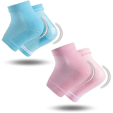 2 Pairs Moisturizing Gel Heel Socks- Dry Heels Treatment for Rough Feet, Heel Repair Cracked Feet, Moisture Foot Spa Aloe Socks Pedicure Foot Care for Women (Black Cotton + Gray Cotton) Cover
