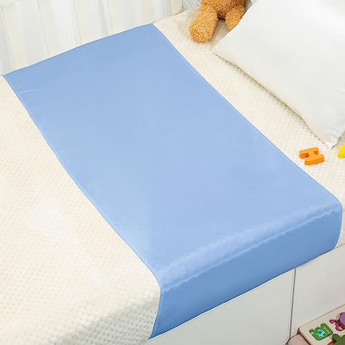 Image of PROMEED 23 Momme Silk Bassinet Sheet for Baby Hair, No More Bed Head and Baby Bald Spots, 100% Mulberry Silk Crib Sheets for Baby Boy/Girl (Blue)