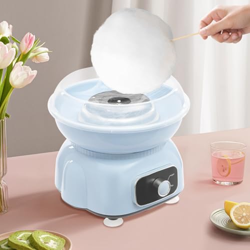 Zuckerwattemaschine Set, 500W Zuckerwatte Maschine mit Plastikstab Löffel und 10 Bambus-Stäbchen, 1850RPM Zucker für Zuckerwattemaschine, Cotton Candy Maker für Kindergeburtstag Party, BIS 180℃ (Blau) – Bild 6