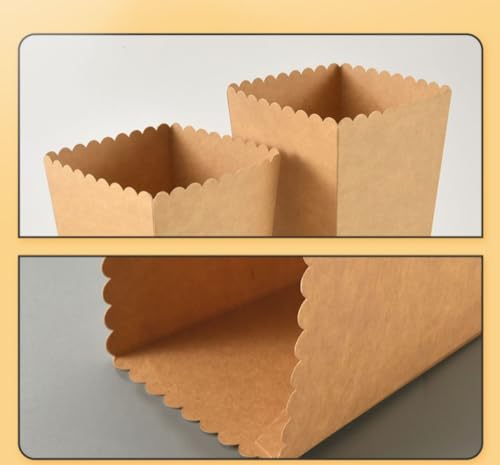 Image of 50 Pcs Kraft Paper Popcorn Bags 22 oz,Popcorn Cups Disposable,French Fry Cups,Individual Popcorn Snack Bags,Easter Popcorn Boxes for Movie Theaters, Amusement Parks,Themed Parties (50, Light Brown)