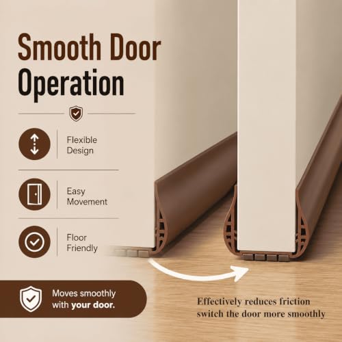 Image of Gap Filler for Door Bottom Seal Strip with Brush - Sound-Proof, Reduce Noise, Energy Saving Door Stopper for Reduce Door Dust, Insects Protector (Brown)