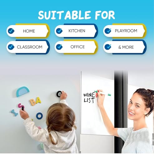 Image of Whiteboard Wall Sticker, Extra Large Strong & Durable Dry Easy to Erase Self Adhesive Wallpaper Peel Stick White Board for Kids Drawing,Office, School,Home Decor (24 x 144 inch, White)