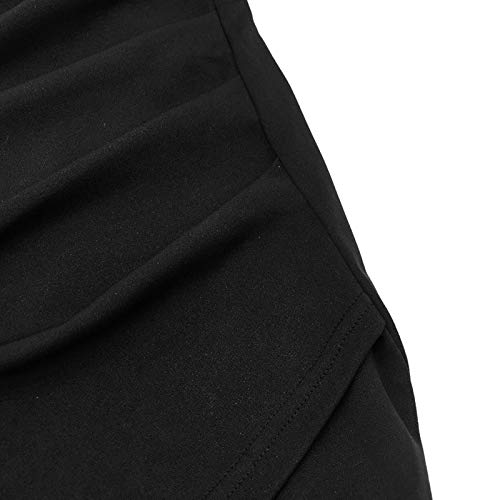 Allasfun Mini vestido com bainha de manga curta e decote em V sexy para festa feminina, Preto, X-Lar
