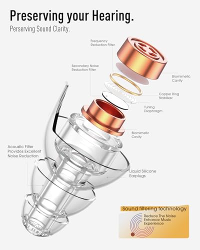 image for Hearprotek Concert Ear Plugs, 2Pairs Reusable high Fidelity Musician E