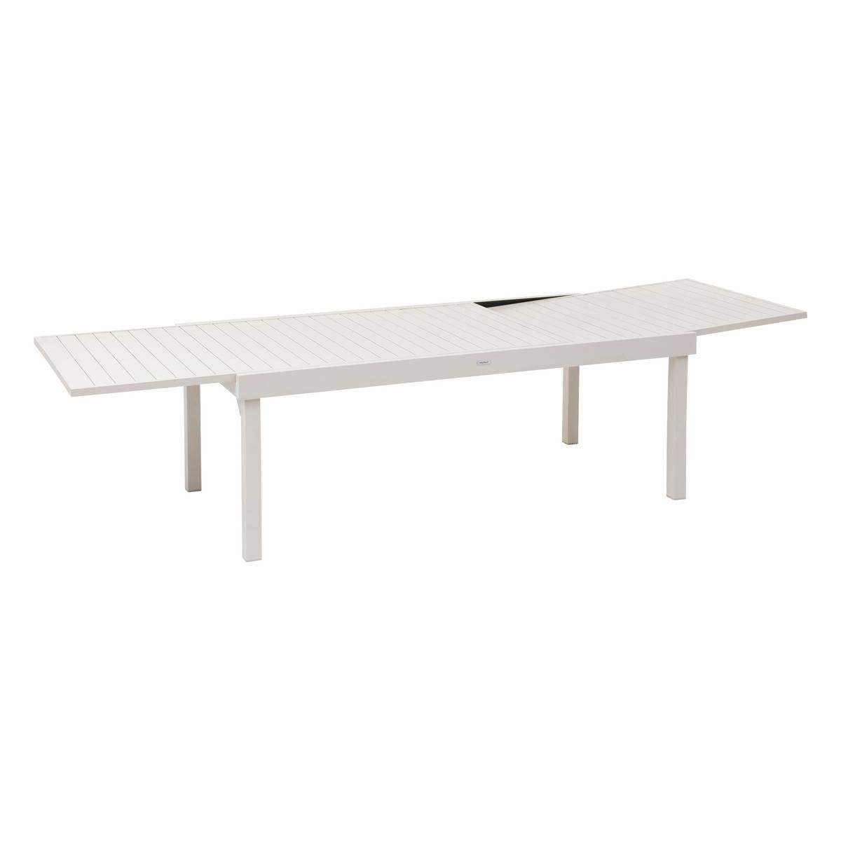 Hespéride - Mesa de jardín Extensible Piazza Clay - 12 plazas - Aluminio con Revestimiento epoxi antioxidante - Extensión Deslizante para Muebles de Exterior