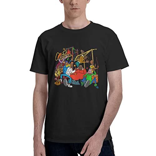 Men's Fat Or Albert and The Cosby Animated Kids T Shirt Crew Neck Short Sleeve T Shirt, Lightweight Cotton Tees Top Shirt for Men, Smooth Custom Costume X-Large Black