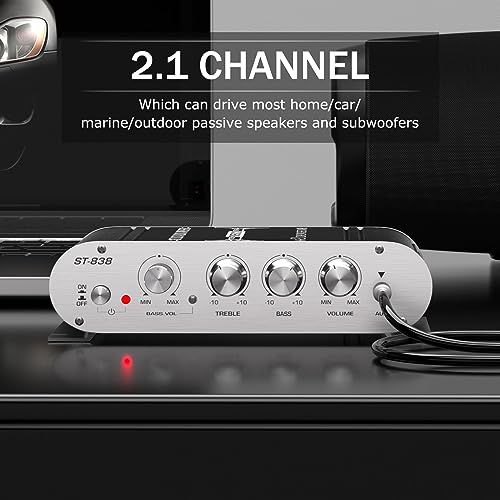 Facmogu A18226-MG-US St-838 2.1 Channel Hifi Stereo Subwoofer Amplifier, Rms 20Wx2+40W Mini Digital Audio Power Amplifier thumb #2