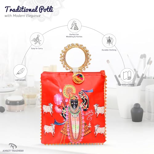 Image of Women Potli Bags Pack of 24 | Gifting Potli with Handle & Zipper | Traditional Shagun Return Gifts Potli for Diwali, Mehandi, Haldi, Baby Shower, Wedding, Sangeet, Bhajan