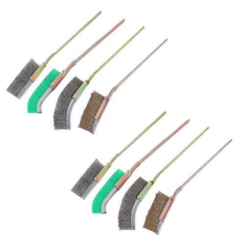 MUCKLILY 8-Piece Wire Cleaning Brush Set Rust Cleaning Metal Decontaminating Blind Angles Wood Handles Tough Bristles
