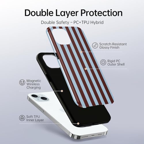 Coque compatible MagSafe iPhone 15 à rayures pour le quotidien