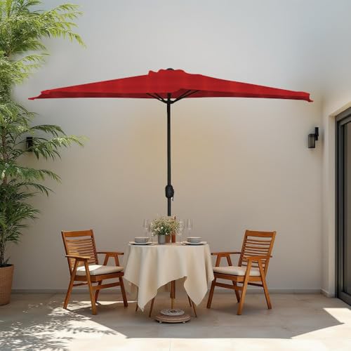 MA MAISON Ombrellone Mezzaluna 300x150x250h cm, da Muro e Parete Palo Ø38 mm - Salvaspazio Terrazzo, Balcone, Manovella, Semicerchio, Protezione UV, Parasole, Ombra- Idrorepellente - Immagine 5