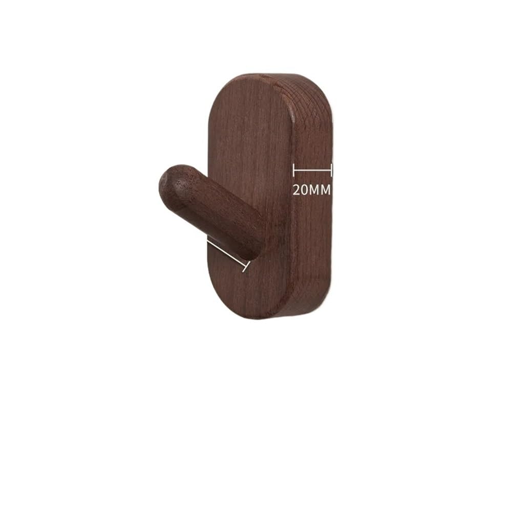 Sunrrafck B 1Pcs Self-Adhesive Solid Wooden Hook Walnut Key Decorative Towel Holder Door Hanger Wall Coat Rack Kitchen Athroom Organizer(B)