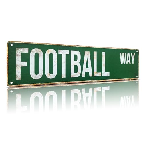 Football Way Vintage Aluminum Street Sign - Retro American Football Wall Decor for Man Cave Home Bar & Garage - 15x4 Metal Room Decor Birthday Gift for Boys Teen Fans & Coaches