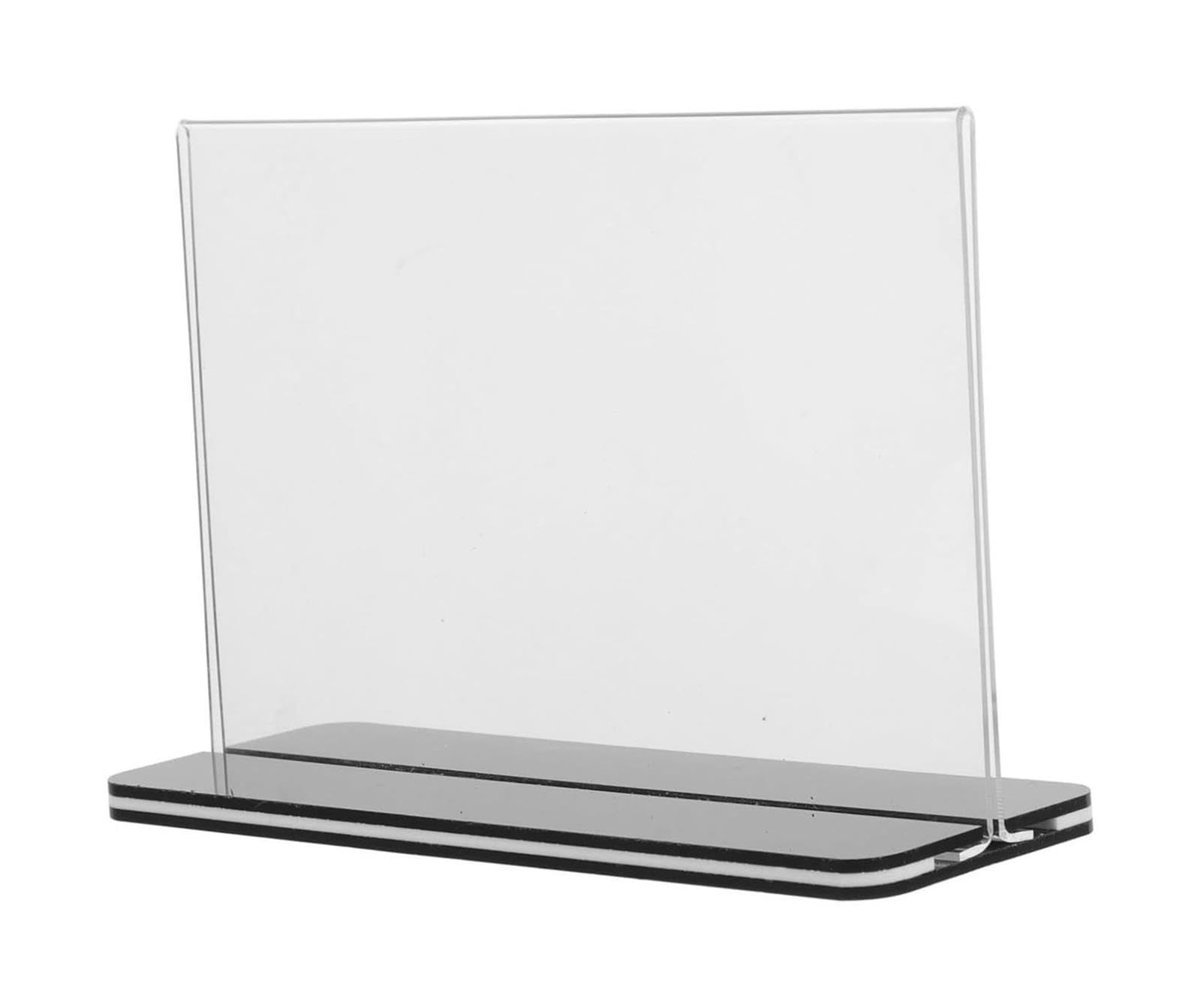 Soporte for carteles acrílico de doble cara A4 con base negra | Transparente A4 Horizontal Doble Cara Base Negra 6 uds: Exhibición De Menús, Carteles En Tiendas