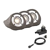 Garden Lights® Gartenstrahler Set Lapis - 12v 3W LED - IP68 Polyresin Grau - vollständig wasserdichte Leuchte (außer Kabelanschluss) - geeignet für Aufstelllung im Garten oder in der Nähe des Teiches