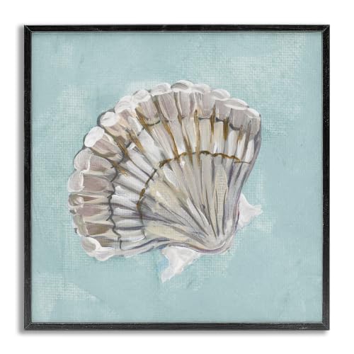 Coastal Clam Shell Nautical Beach, 17 x 17 Inch Framed Giclée Print