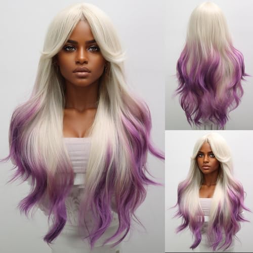 28 inch white purple mixed cos style breathable and heat-resistant wave roll party party party party holiday travel1030-2