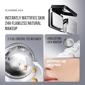 CARSLAN 2.0 Black Magnet Soft Focus Powder, Waterproof Translucent Pressed Setting Powder, 24H Longlasting Talc-Free Face Powder, Oil Control Compact Makeup,01 Translucent For Dry&Com Skin, 0.28Oz