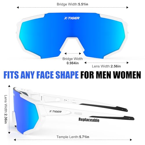 X-TIGER Polarized Sports Sunglasses with 3 Interchangeable Lenses,Mens Womens Cycling Glasses,Baseball Running Fishing Golf Driving Sunglasses