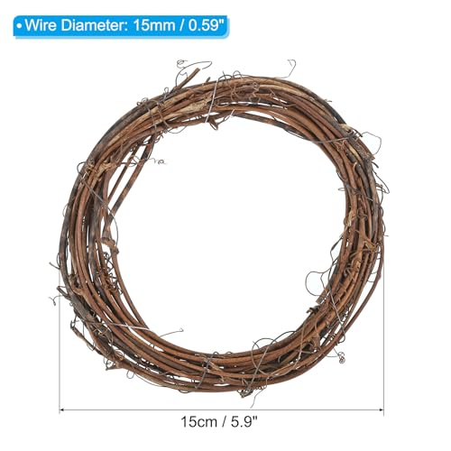 Diadema de ratán de 6 pulgadas PATIKIL de vid natural y alambre grueso marrón 3