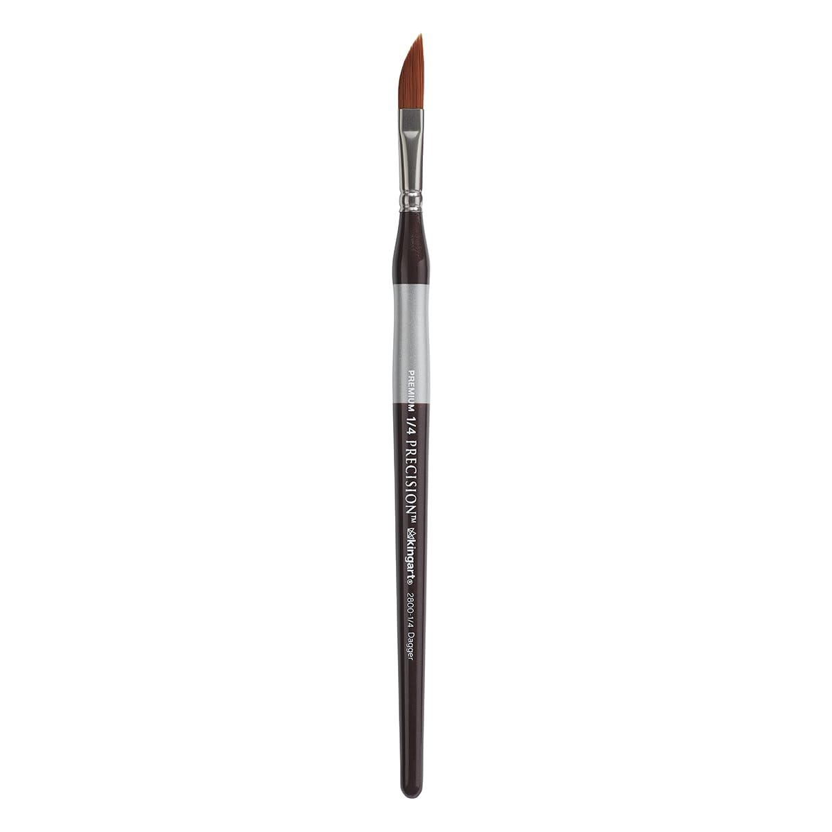 KINGART Premium Precision 2800-1/4 Dagger Striper Series Artist Brush, Synthetic Amber Taklon, Short Ergonomic Comfort Handle, for Acrylic, Oil and Watercolor Paint, Size 1/4"