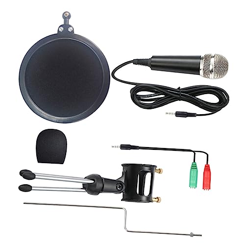 Yardwe Condenser Microphone Kit with Bracket Spray Net Audio Cable for Recording Streaming and Ktv Use Black Microphone Set