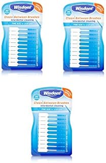 3x Wisdom Clean Between Interdental Brushes - Pack of 20 - Size Fine Blue (BLUE)