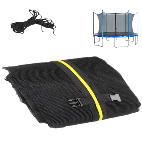 Mskmnkot Trampoline Netting Replacement 8ft Enclosure Trampoline Safety Net with Adjustable Straps and 2 Zippers Weather-Resistant Net for 6 Straight Poles Round Frame Trampolines Only