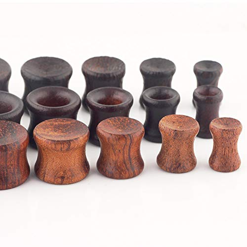 Tianci Fbyjs 3 Pair Concavity Natural Wood Ear Tunnels Wooden Gauges Brown Black Earrings Plugs Stretcher Piercing Kit （8Mm=0G #TOP4