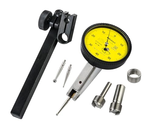 Mitutoyo 513-444-10T Dial Test Indicator, 0-1.6mm Range, 0.01mm Resolution, 10 Micrometer Accuracy, 0-40-0 Dial Reading, Full Set